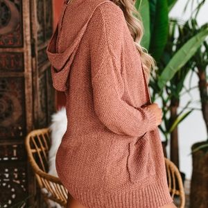Hooded open knit cardigan